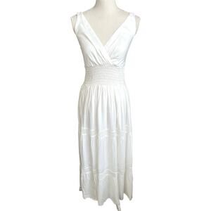 Cassee’s white boho maxi dress NEW sleeveless coastal western summer wedding